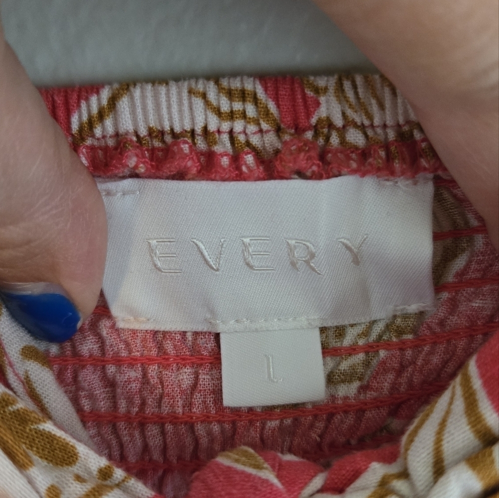 Every | Bright Pink With Brown Floral Print Linen Blend Maxi Dress Size Large - Picture 7 of 9
